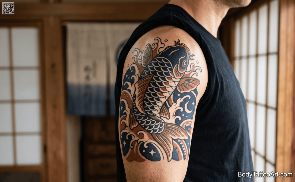 Japanese woodblock / Ukiyo-e inspired  Koi Fish Tattoos