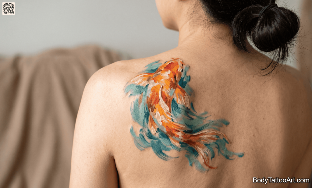  Impressionist colour  Koi Fish Tattoos