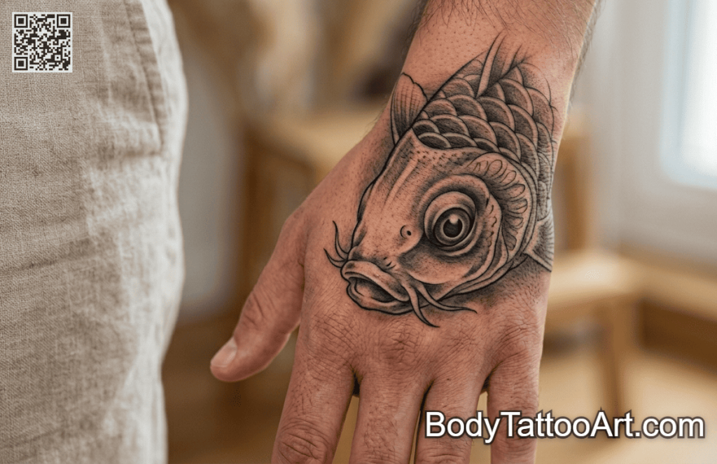  Hyper-realistic grey wash  Koi Fish Tattoos