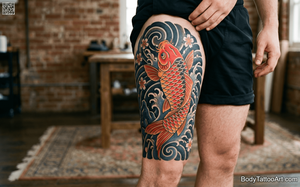Traditional Japanese (Irezumi-inspired)  Koi Fish Tattoos