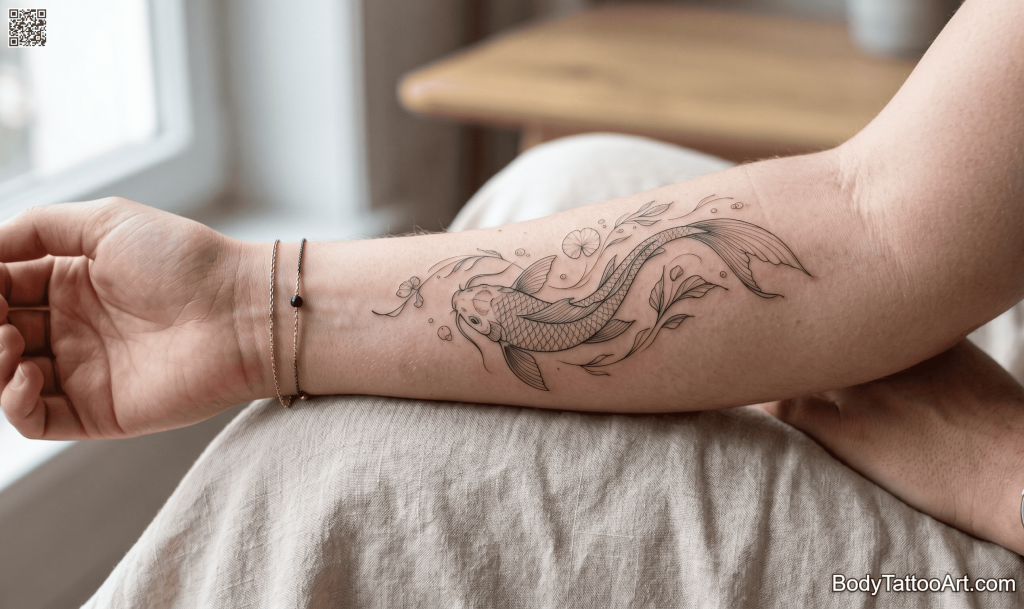 Fine line  Koi Fish Tattoos