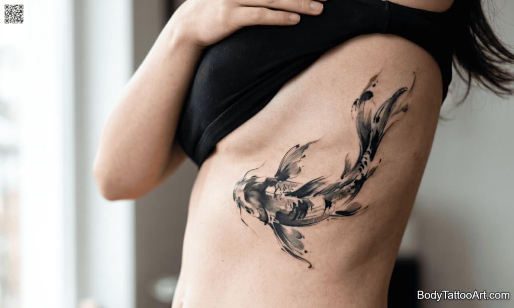  abstract brushwork  Koi Fish Tattoos