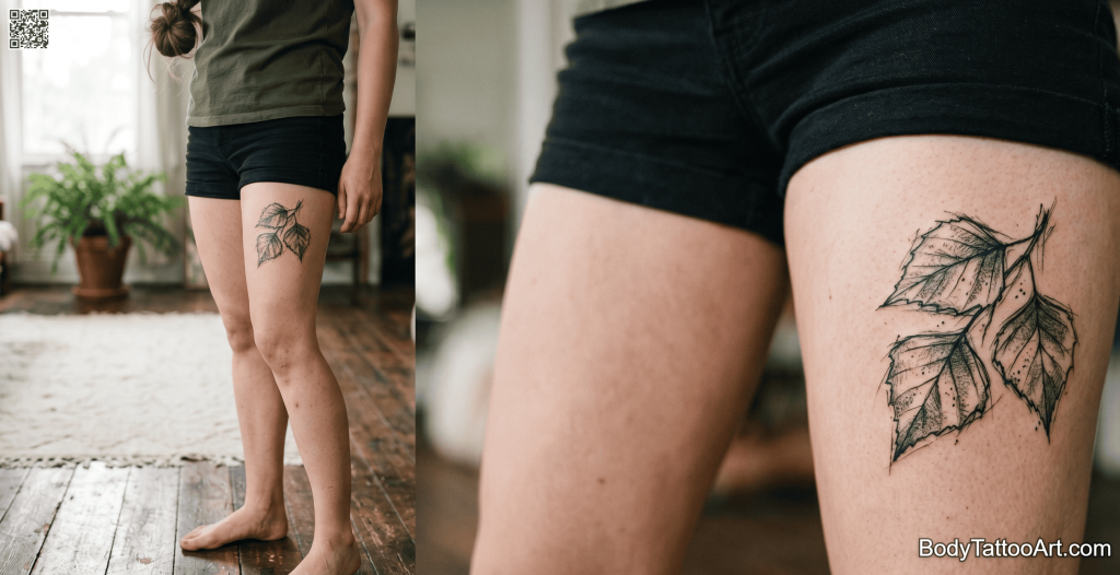 Sketch / illustrative Leaf Tattoos