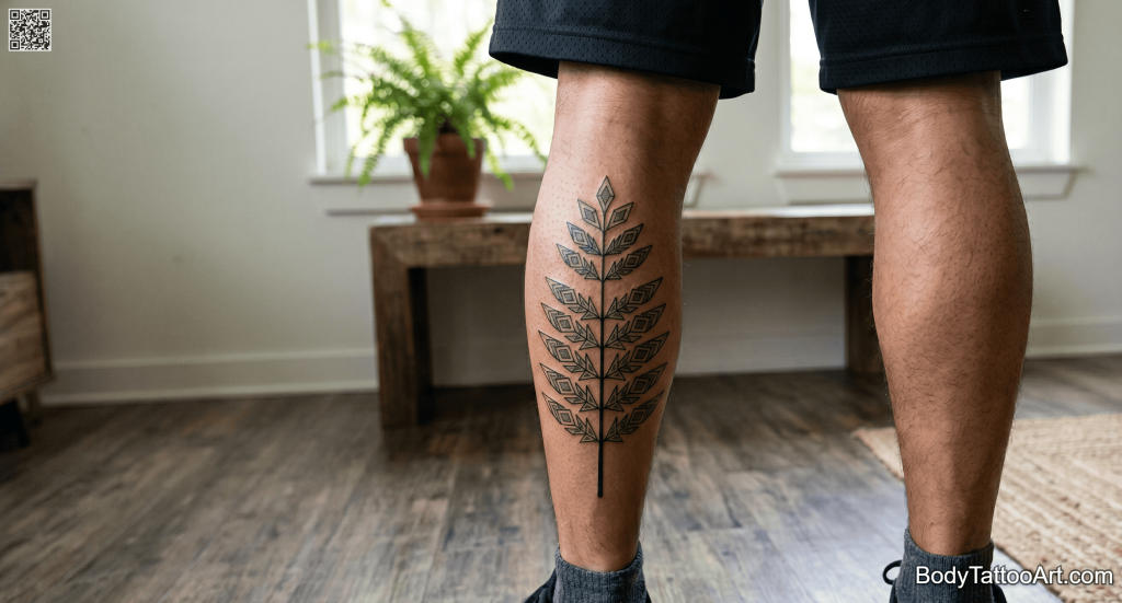 Geometric Leaf Tattoos