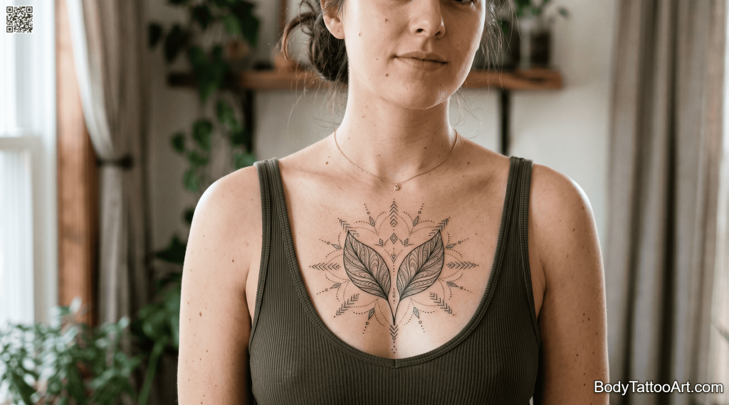 Fine line mandala-adjacent Leaf Tattoos