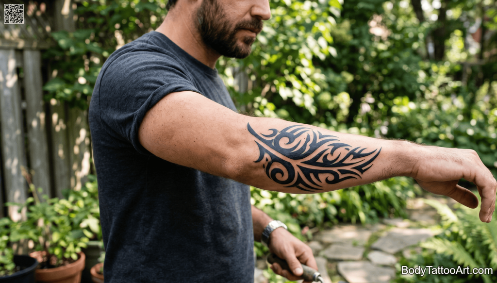 Tribal / blackwork Leaf Tattoos