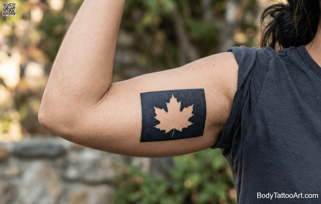  blackwork Maple Leaf Tattoos