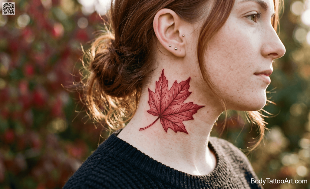 red ink Maple Leaf Tattoos