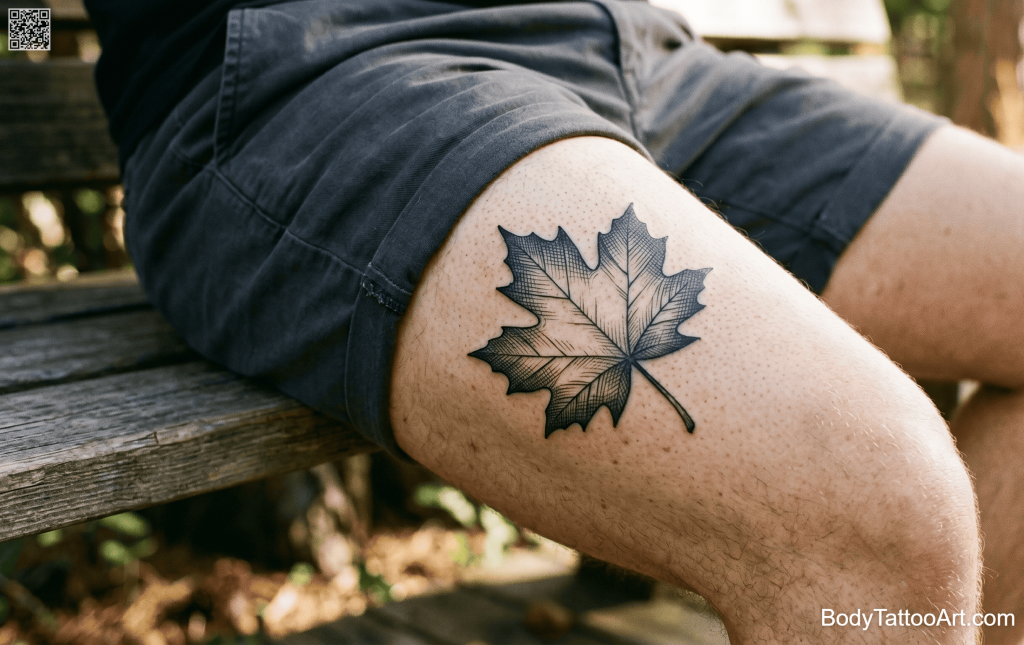 crosshatch Maple Leaf Tattoos