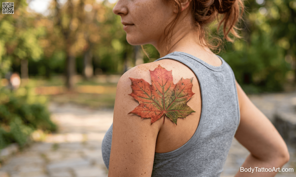 Color realism Maple Leaf Tattoos