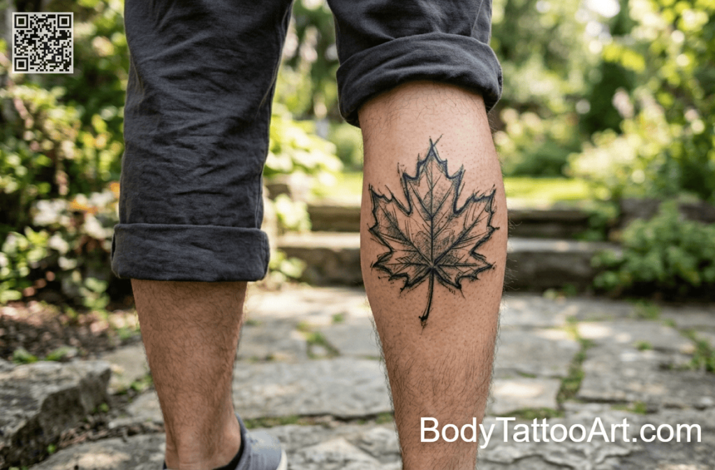 charcoal Maple Leaf Tattoos