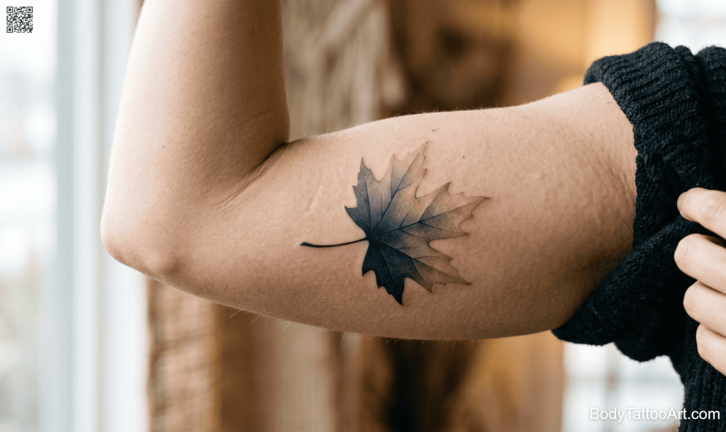  Grey wash Maple Leaf Tattoos