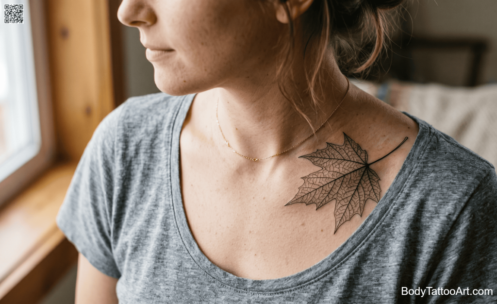botanical Maple Leaf Tattoos