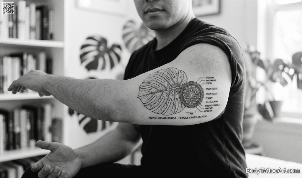  fine line Monstera Leaf Tattoo
