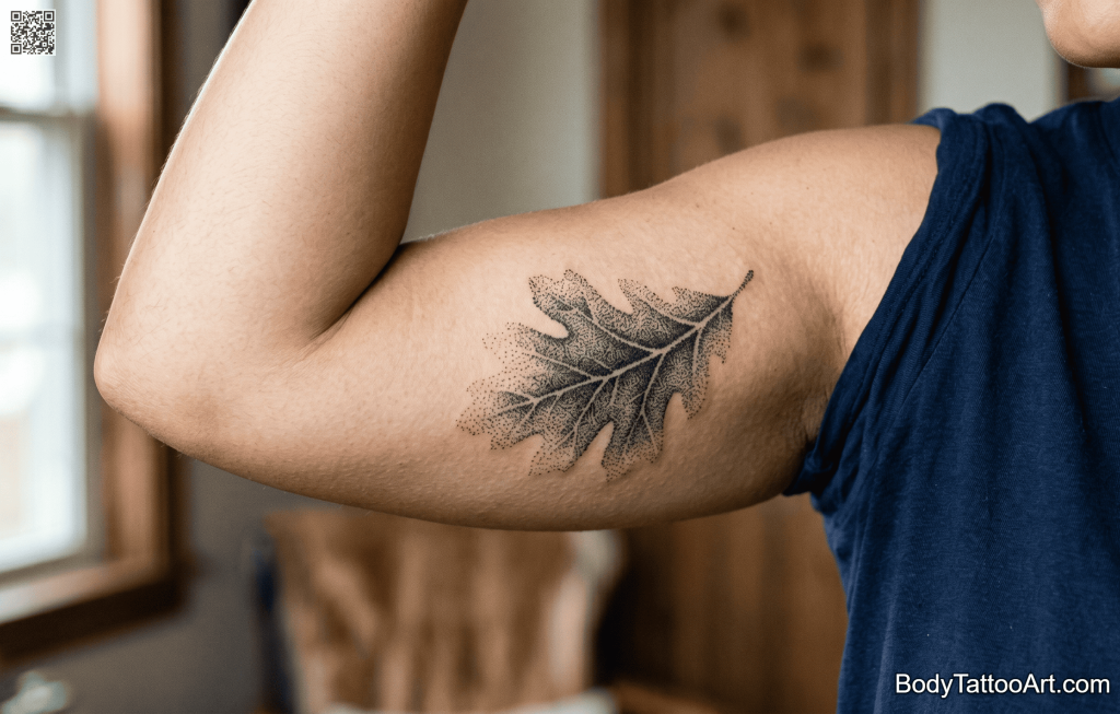 dotwork Oak Leaf Tattoos