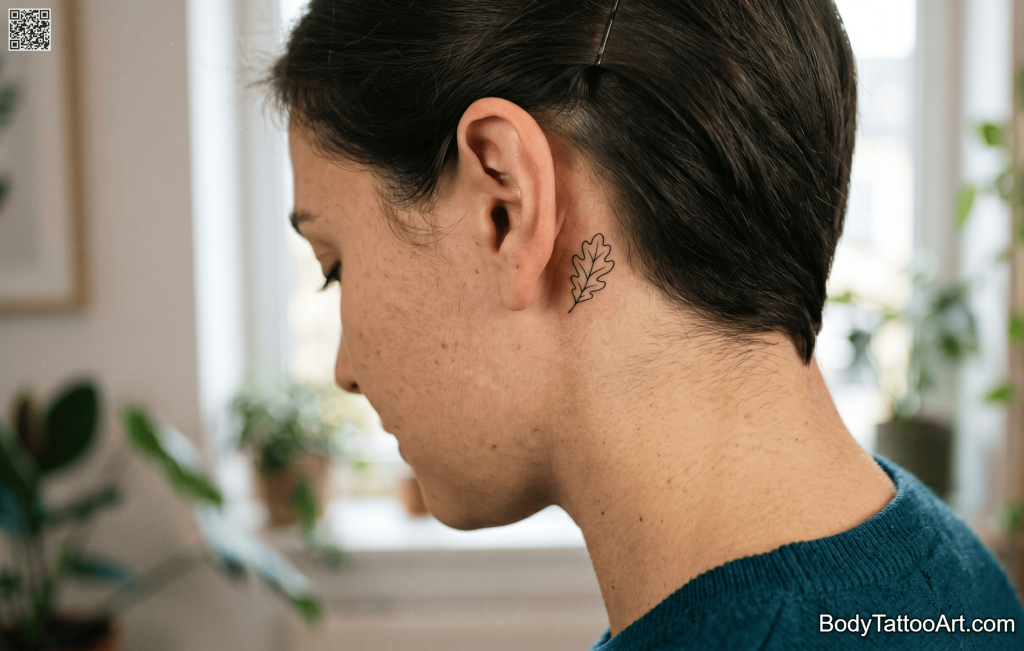 micro Oak Leaf Tattoos