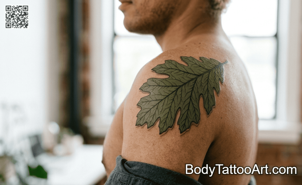 papercut Oak Leaf Tattoos