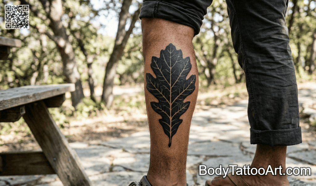  Tribal blackwork Oak Leaf Tattoos