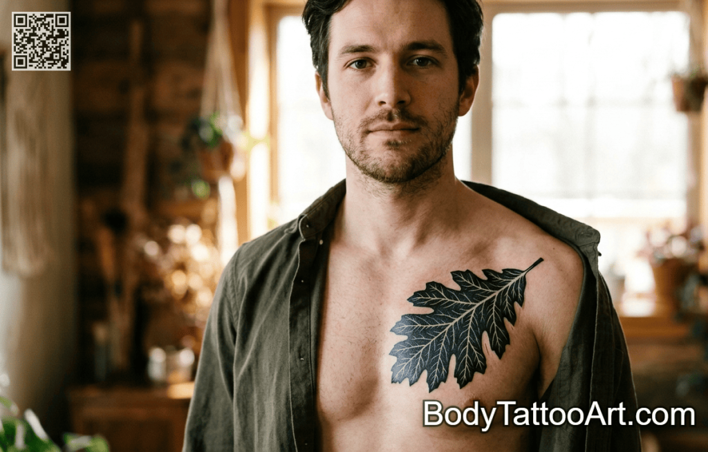 linocut Oak Leaf Tattoos