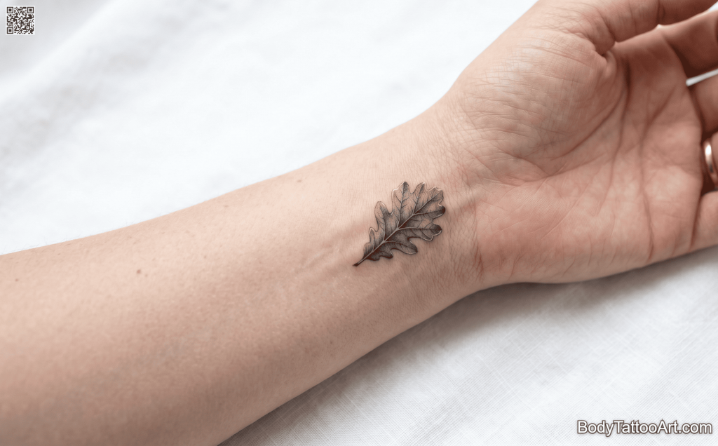 Micro-realism Oak Leaf Tattoos