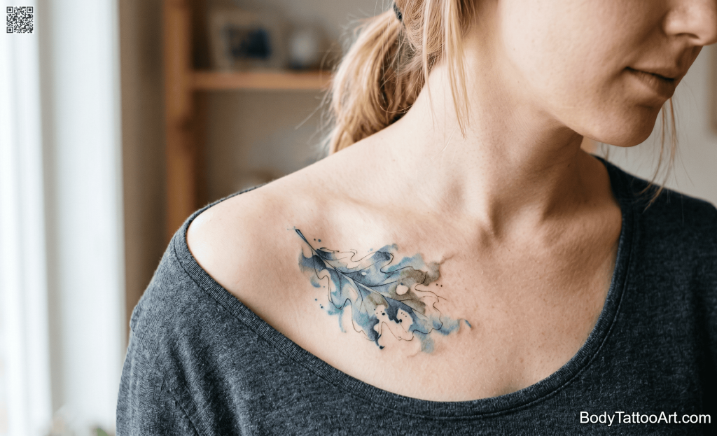 Watercolor Oak Leaf Tattoos