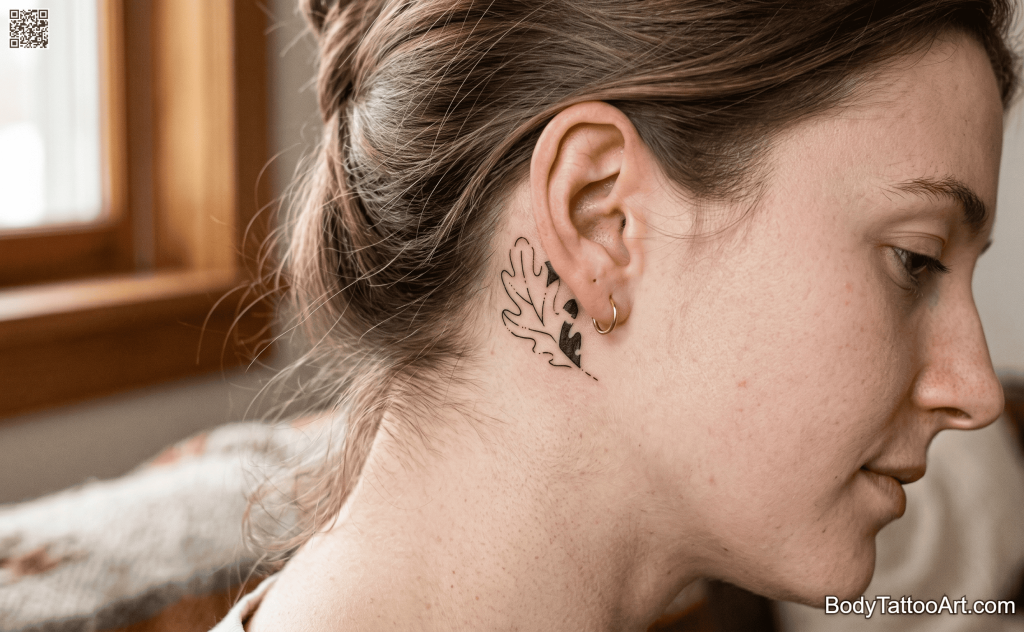 minimalist Oak Leaf Tattoos