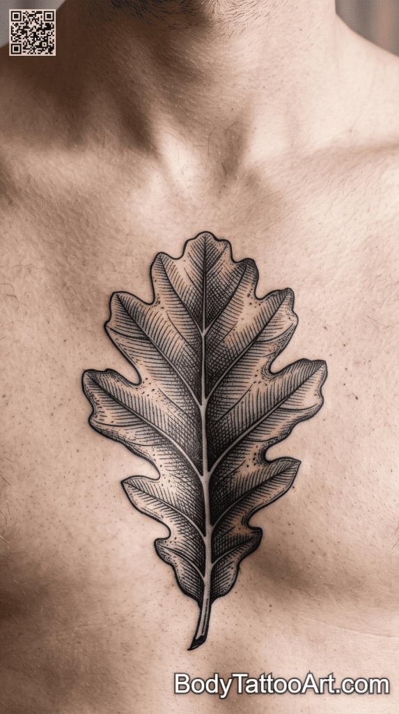 vintage etching Oak Leaf Tattoos