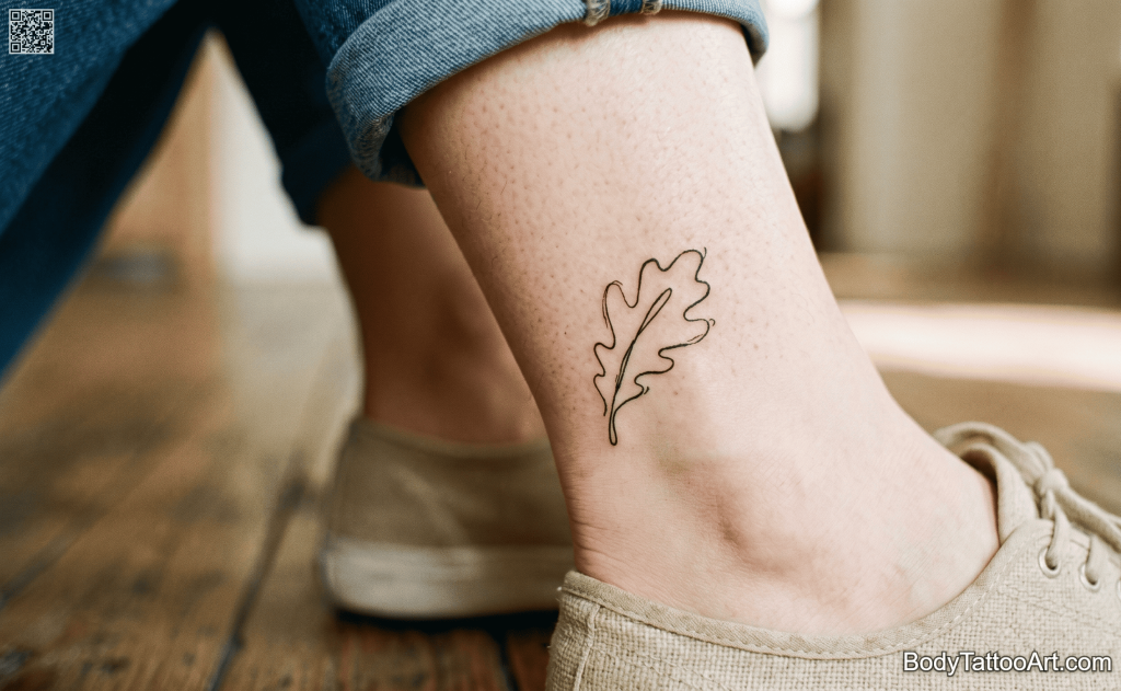 minimalist Oak Leaf Tattoos
