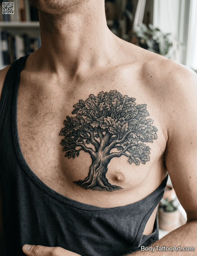 etching Oak Tree Tattoos
