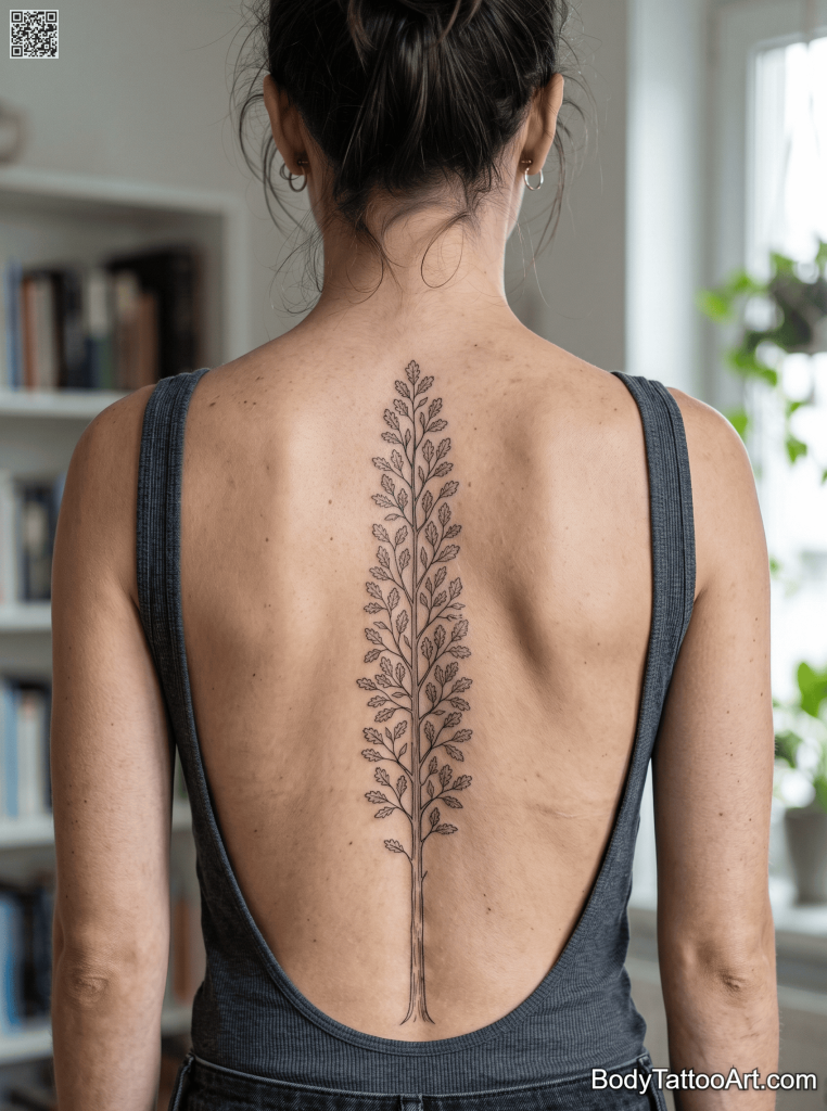 Fine line Oak Tree Tattoos