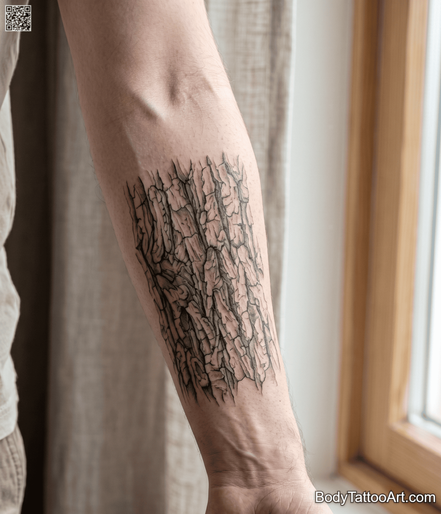 Hyper-realistic fine line Oak Tree Tattoos
