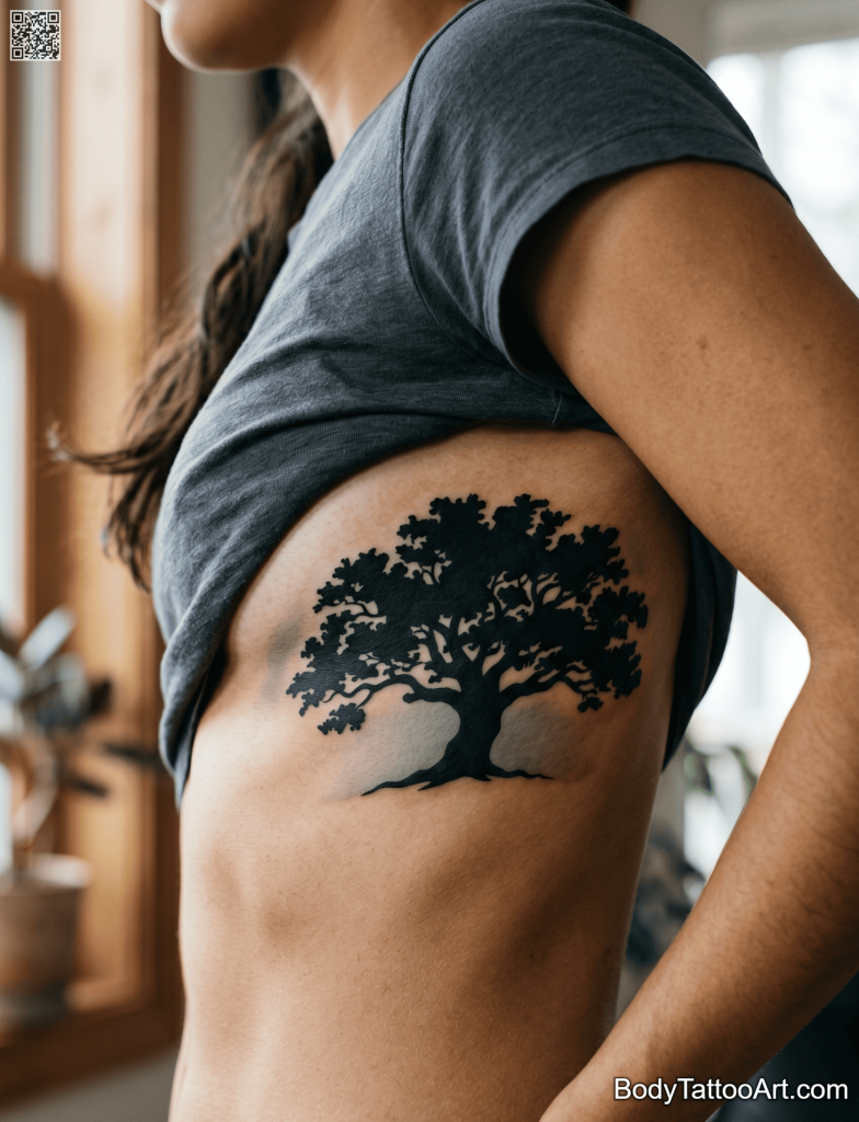 Silhouette with gradient shading Oak Tree Tattoos