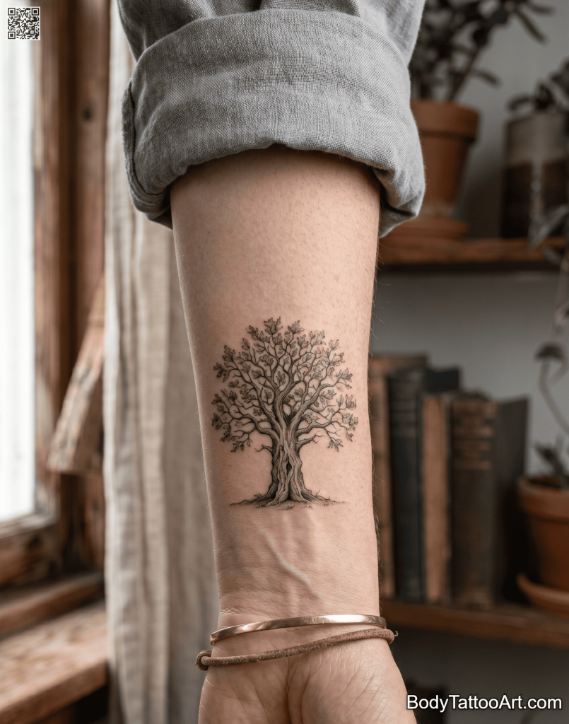 Micro realism Oak Tree Tattoos