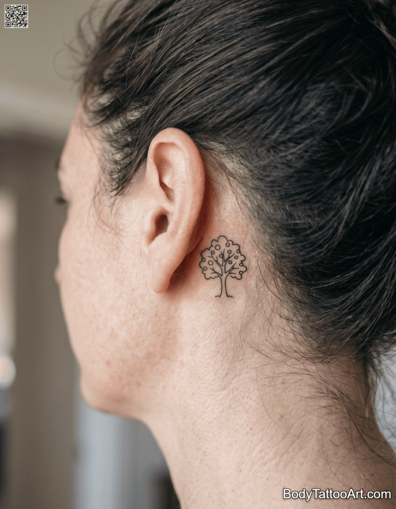 Minimalist fine line Oak Tree Tattoos