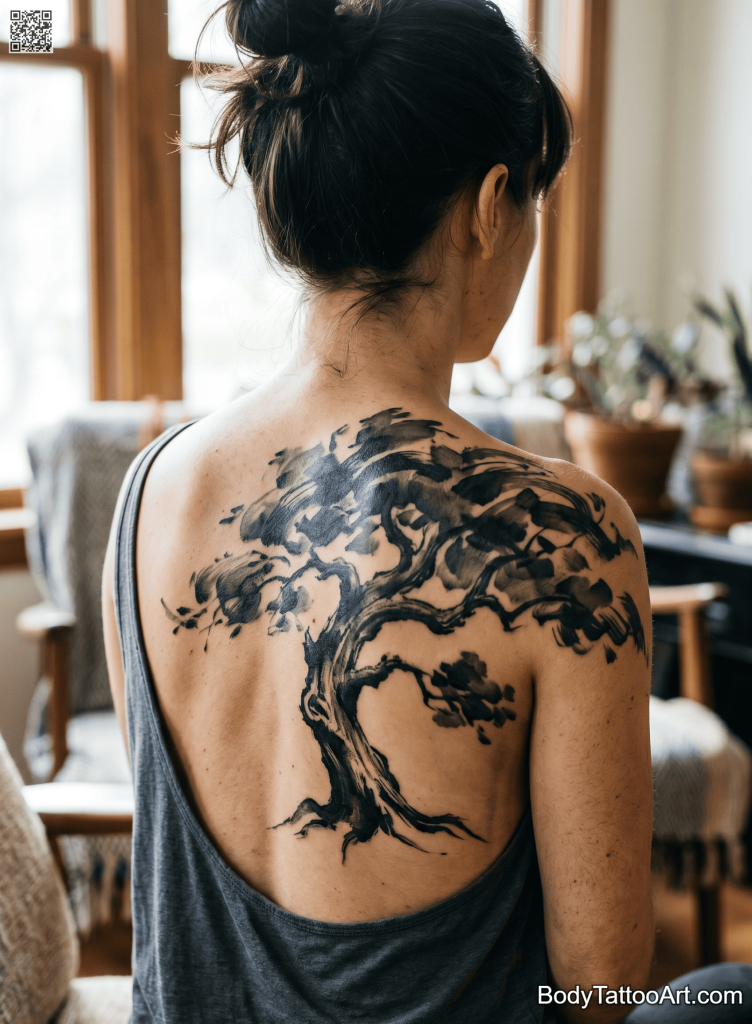 sumi-e Oak Tree Tattoos