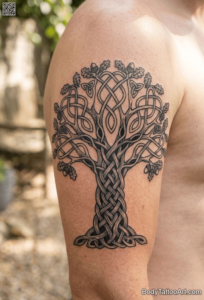 Celtic blackwork Oak Tree Tattoos
