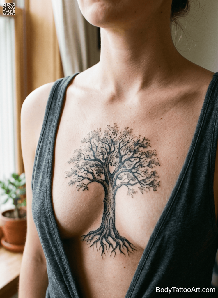 Dotwork Oak Tree Tattoos