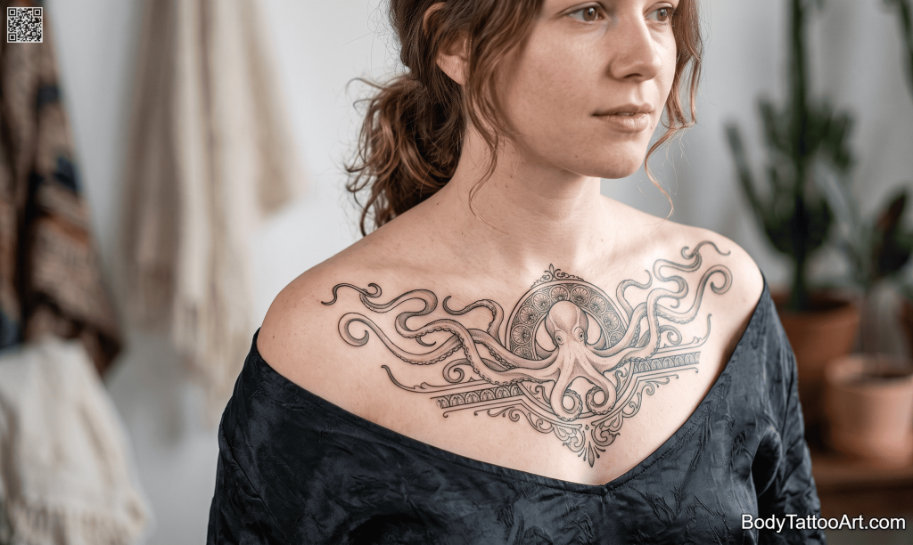 Art Nouveau illustrative Octopus Tattoos