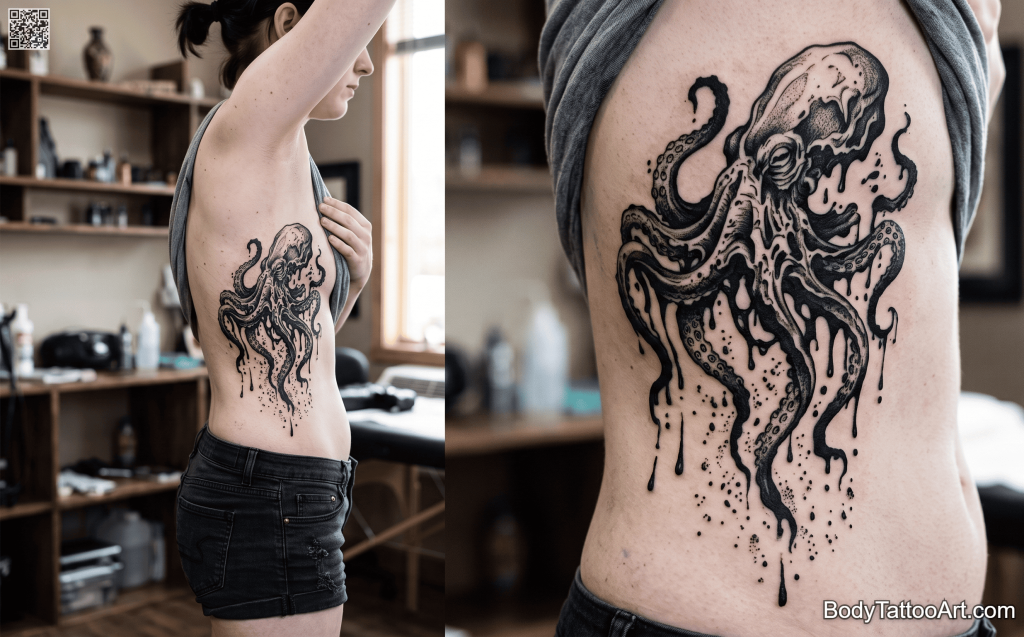  Surrealist blackwork Octopus Tattoos