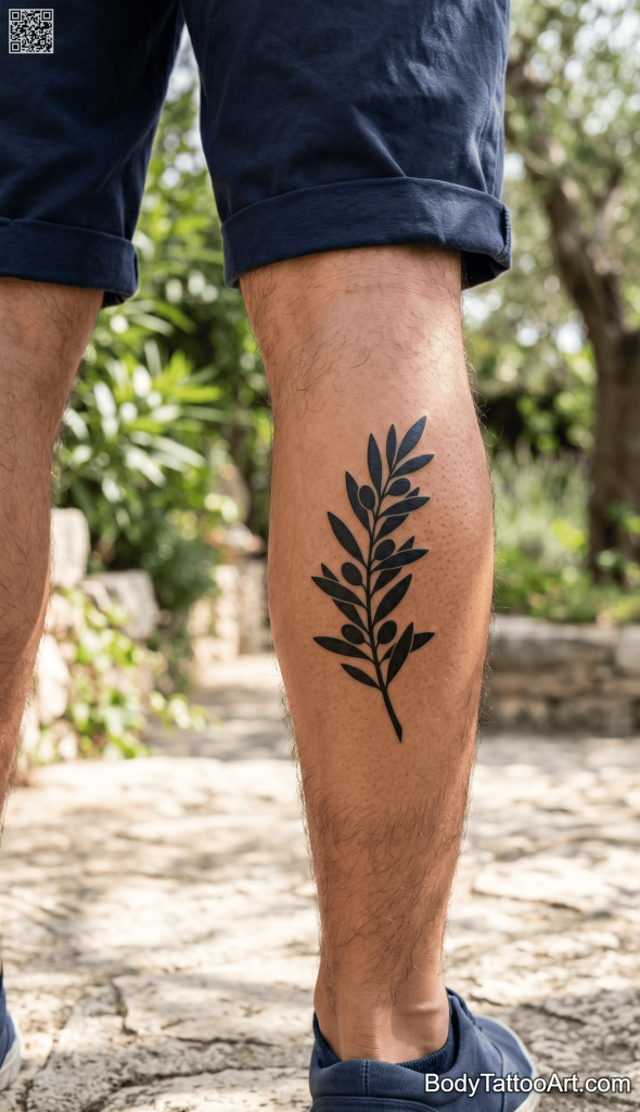 Blackwork silhouette Olive Branch Tattoos
