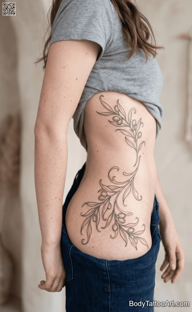 Art Nouveau linework Olive Branch Tattoos