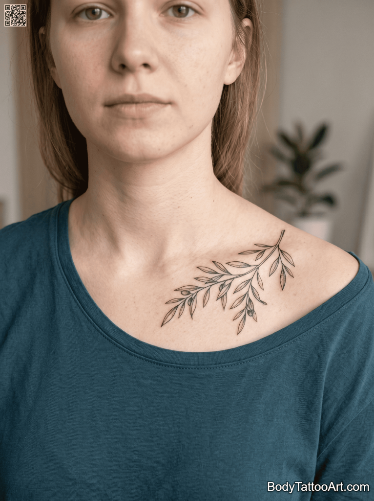  Fine line Olive Branch Tattoos