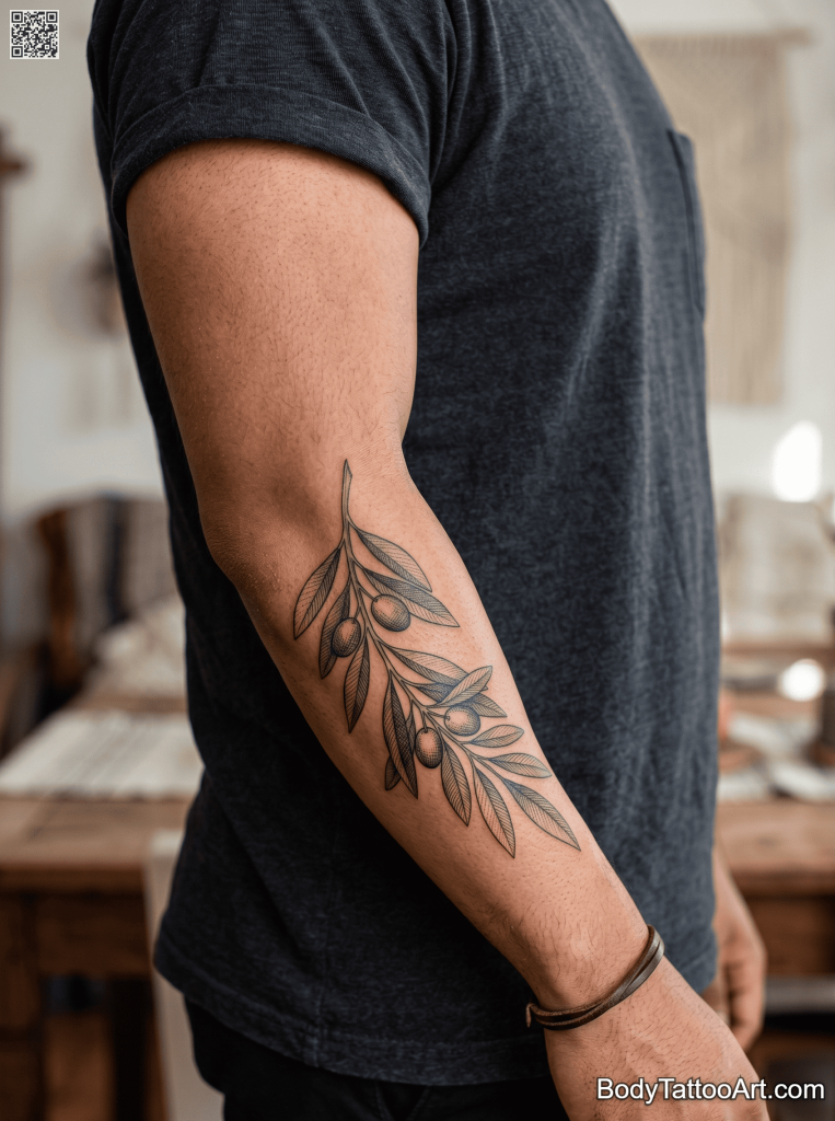 cross-hatch Olive Branch Tattoos