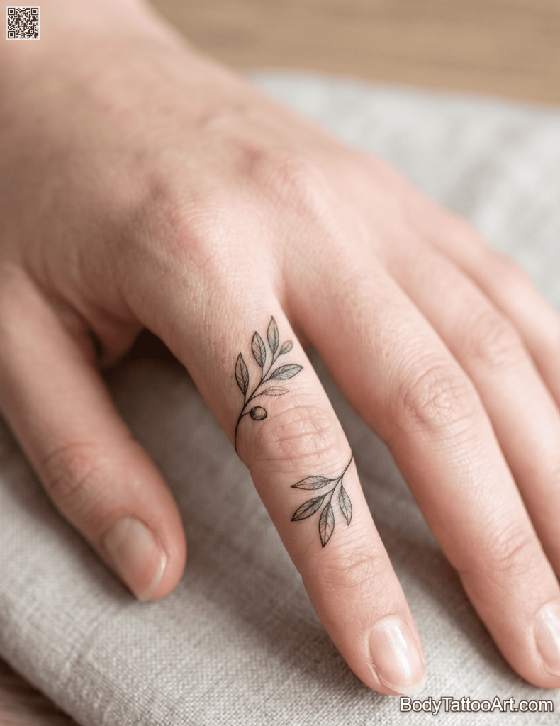  Micro fine line Olive Branch Tattoos