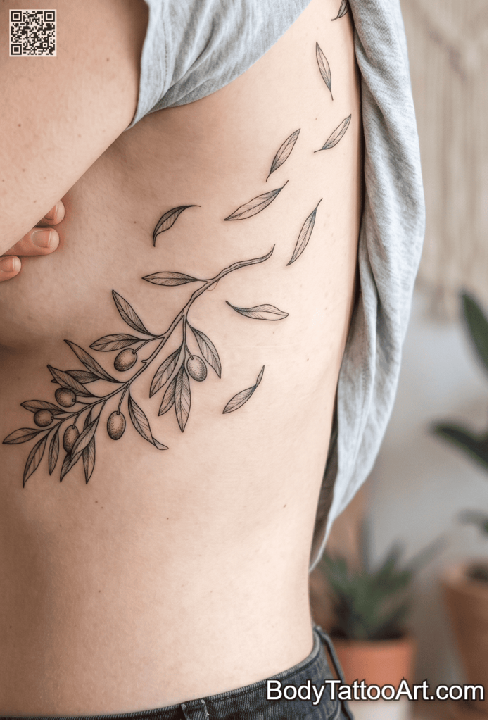 Fine line illustrative Olive Branch Tattoos