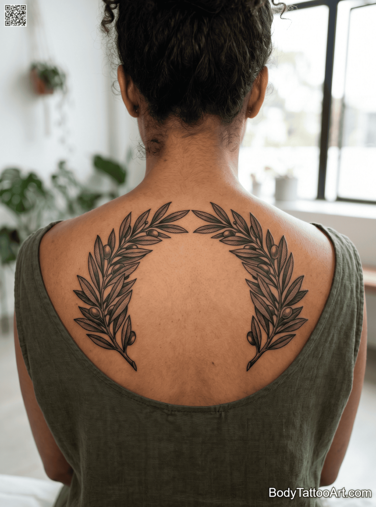 Blackwork illustrative Olive Branch Tattoos