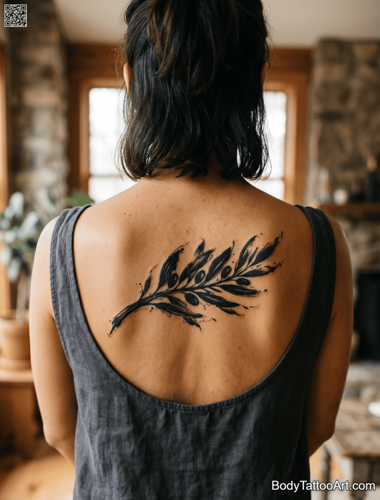 Brushwork blackwork Olive Branch Tattoos