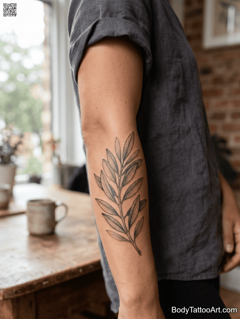 Dotwork Olive Branch Tattoos