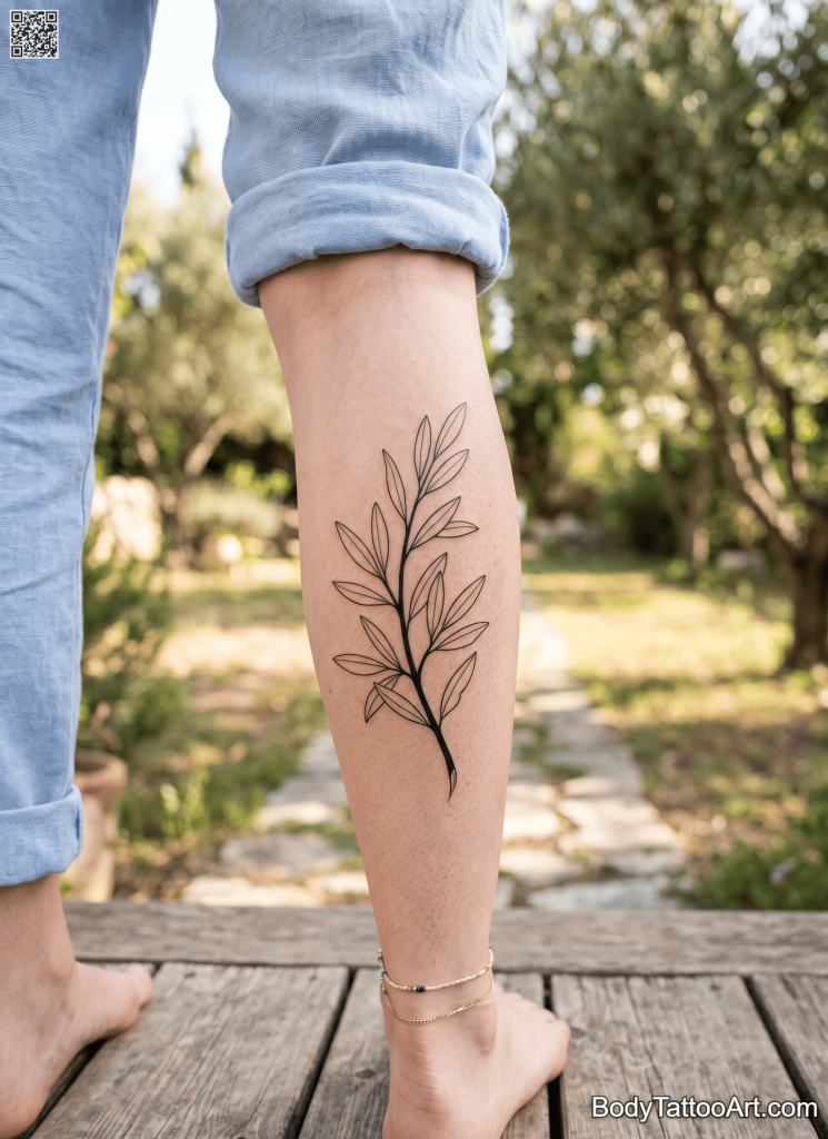  Fine line with negative space Olive Branch Tattoos