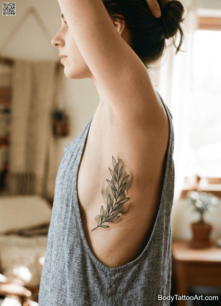  Fine line with watercolor Olive Branch Tattoos